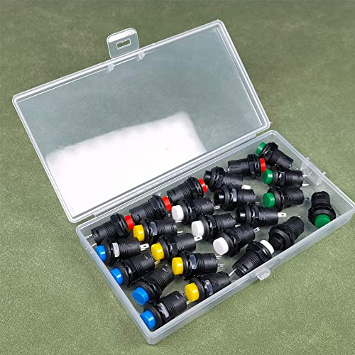 Gebildet 24pcs 12mm Latching Push Button Switch SPST ON/OFF AC 250V/1.5A 125V/3A, Lockable Mini Round Rocker Switch for Car Trumpet, PC, Table Lamp, Home Doorbell - style: E316