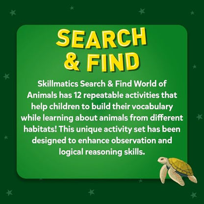 Skillmatics Search and Find Animals Educational Game - Reusable Preschool Learning Activities, Perfect for Toddlers & Kids Who Love Toys, Art & Crafts, Builds Vocabulary, Gifts for Ages 3, 4, 5, 6 - style: Search & Find Animals