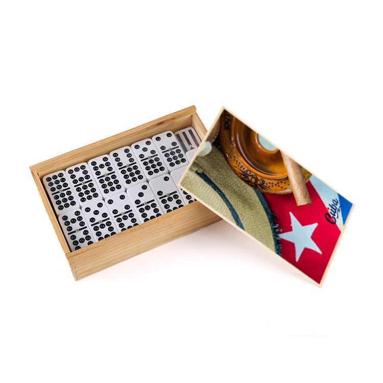 Domino Cubano Doble Nueve Cuban Dominoes Double Nine with Cuban Flag on Chips Cuban Traditions Great for Gift