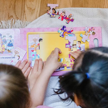 Melissa & Doug Take-Along Magnetic Jigsaw Puzzle Set – Princesses (2 x 15 Piece) Travel Activity Toy for Preschoolers and Kids Ages 3+ - size: 8.5 x 7.25 x 0.3 inches, style: Princesses