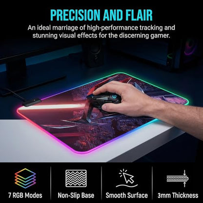 Luminous RGB Gaming Desk Mat, Large Mouse Pad, Wear-Resistant Non-Slip Pad, PC Accessory, (Small) 9.85"x13.79"