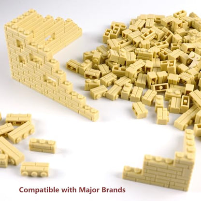 Wall Masonry Profile Bricks Parts: 340 PCS Classic Wall Accessories Building Block(Beige) - color: Beige