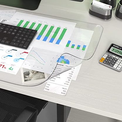 Clear Writing Desk Pad, 12’’x24” Heat Resistant Waterproof PVC Round Edge Durable Desk Protect Mat, Anti-Static Writing Mat Table Protector - size: 12" x 24"