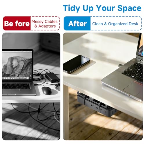 Universal Metal Laptop Charger Holder, Under Desk & Vesa Mount | Adjustable Power Brick Bracket, Under Desk Mount Organizer for Docking Stations & USB-C Hubs, Secure Supply Holder, Black
