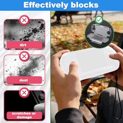 Penitue Transparent Hard Shell Case Cover and 2 Screen Protective Film, High Hardness Anti-Scratch Clear Protective Replacement Sleeve Accessories Compatible with 2000/3000 Game Console