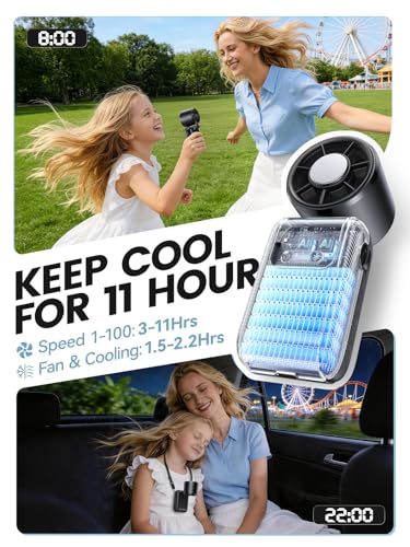 Portable Mini Handheld Fan, Small Hand Fan with Ice Cooler, 100 Speeds, 11Hrs Cooling Time, 20000 RPM Turbo Hand Held Fan for Travel, Outdoor, Beach & Makeup Black - color: Black