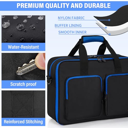 AKOZLIN Padded Carrying Travel Bag Compatible with PS5/PS5 Pro Console Compatible with Monitor,Headset,Game,Charger & Accessories Storage Case [Video Game] - style: For Ps5/Pro-black Blue