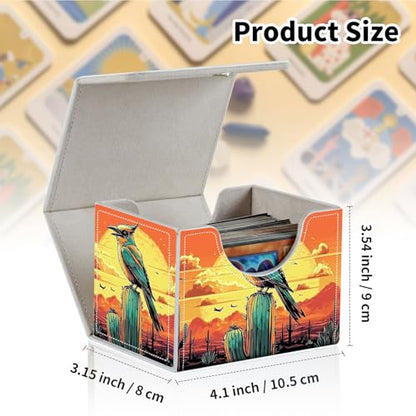Stylish MTG Deck Box for 110+ Cards, Magnetic Commander Deck Case with Bonus Game Card Pouch, Durable Storage for TCG and Sleeved Magic Cards, Artistic Bird - color: Artistic Bird