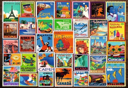 Ravensburger Feel Well - Travel Stamps - 200 Piece Jigsaw Puzzle | Thicker Pieces, Large Image Format, and Included Stand | Premium Quality Puzzle Made in Europe