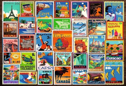 Ravensburger Feel Well - Travel Stamps - 200 Piece Jigsaw Puzzle | Thicker Pieces, Large Image Format, and Included Stand | Premium Quality Puzzle Made in Europe