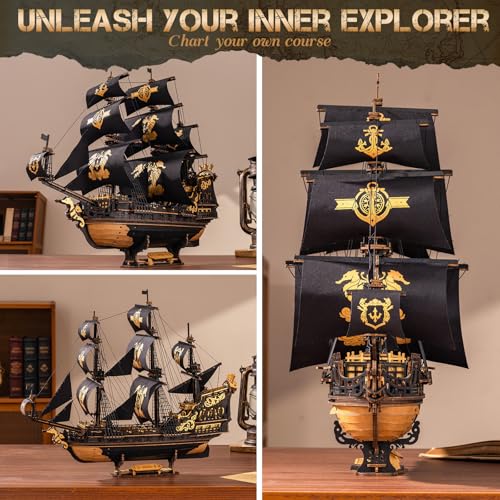 ROKR 3D Wooden Puzzles,Seahorse Barque Model kit,Ideal Gift for Adults&Teen