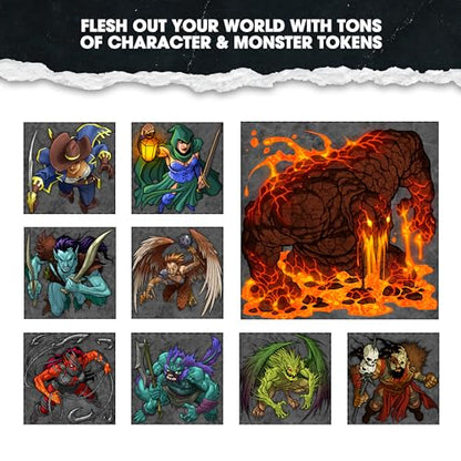 Dungeon Craft Battle Mats Bundle: Double-Sided Wet & Dry Erase DND Mat & Hell & Highwater, Custom Box, Water-Resistant, Tabletop RPG Essentials by 1985 Games (24"x33"/1" Grid)