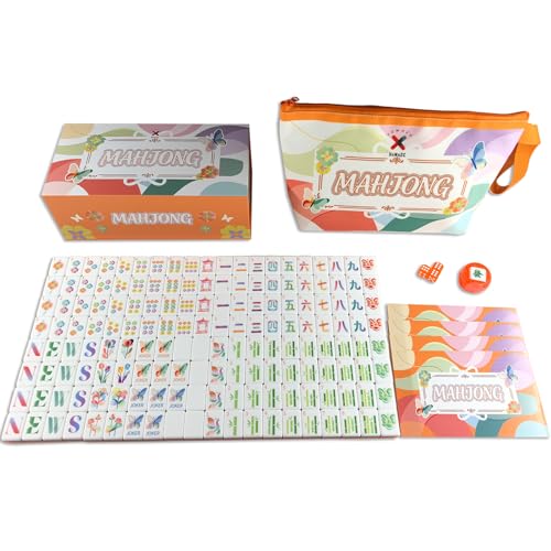 American Mahjong Gradient Design Set 1.2-inch 160 Acrylic High-Grade Four Layer Orange Mah-Jongg Tiles - color: Orange