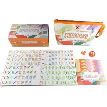 American Mahjong Gradient Design Set 1.2-inch 160 Acrylic High-Grade Four Layer Orange Mah-Jongg Tiles - color: Orange