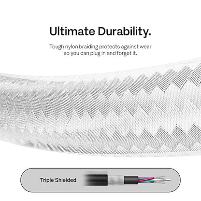Pixio White 8K HDMI 2.1 Cable Ultra Certified Ultra High Speed 6FT 8K 60Hz 4K 120Hz Nylon Braided, Gold Plated Connector, Anti-Breakage, HDR10+, dtsx, eARC, HDCP, Dolby Compatible - color: White, size: 6 ft