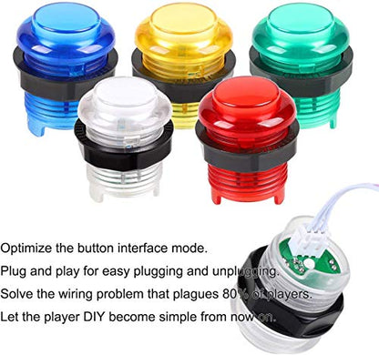 EG STARTS 2 Player Arcade Games DIY Kit Parts 2 Ellipse Oval Joystick Handles + 20 LED lit Arcade Buttons (Mixed Color Kit)