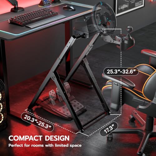 ARES WING Foldable Sim Racing Wheel Stand, Compact Racing Simulator Cockpit | Sim Racing Cockpit Compatible with Logitech G29 G920 G923, Fanatec, Thrustmaster, Moza, Simagic, Racing Games Equipment - size: Stand