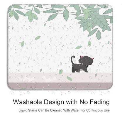 Cute Black Cat Square Mouse Pad,Anime Cat Mouse Pads for Wireless Mouse Desk Accessories,10"X8" Travel Mousepad with Non-Slip Rubber Base, Stitched Edge Mouse Pads for Desk,Computers,Laptop,Office - color: S-14
