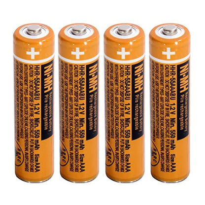 AAA Rechargeable Batteries for Panasonic Cordless Phones 4-Pack,NiMH 1.2v | 550mAh Pre-Charged，Ready to Use,low self-discharge, 2500 cycles,for Remote Controls,Toys，Clocks - size: 550-4