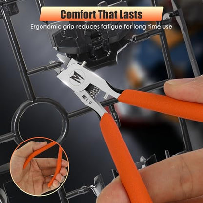 Ultimate Model Nippers, Ultra-thin Single Blade Flush Cutter for Gundam & Resin & Plastic Models, Cr-V Steel with Non-Stick Coating, Ergonomic Non-slip Grip (Professional Grade)