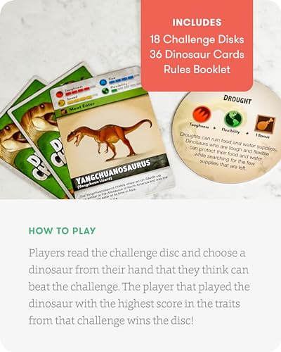 SimplyFun Dinosaur Challenge - Learn About Dinosaurs and Situational Analysis - Engaging and Educational Kids Card Game - 2 to 4 Players - Ages 7 & Up - style: Dinosaur Challenge