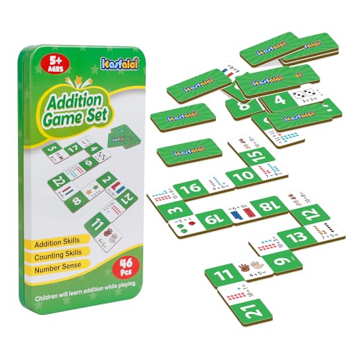 Kasfalci Addition Dominoes Set,Math Games for Kids,Math Manipulatives,Counting Toys,Learning Games,Preschool Learning Activities,Homeschool Supplies,Kindergarten Classroom Must Haves,1st 2nd 3rd Grade - style: Addition