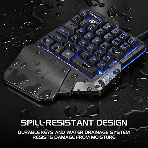 ENHANCE Gaming Keypad One Handed Gaming Keyboard - 7 Color LED Backlit, Programmable Keys, Ergonomic Wrist Pad and Braided USB Cable - Small Keyboard Great for FPS Games