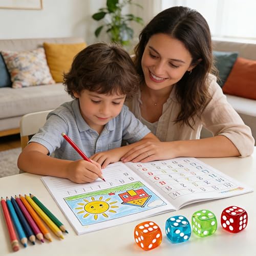 50 Pieces Dice Set, Translucent 6 Sided Colored Dices for Board Games, Math Learning, Classroom, Parties
