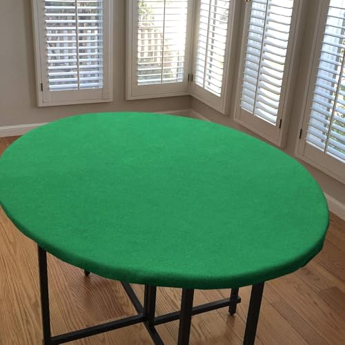 Felt Card Table Game Cover, 36 Inch Round Tablecloth Poker Table Cover Fit 36-48 Inch Game Table Topper Mat ,Elastic Card Game Table Protector Foldable Poker Table Cover Protector for Playing Cards