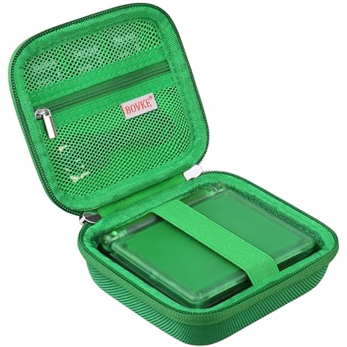 BOVKE Carrying Case Compatible with Anbernic RG35XXSP / RG34XX SP Handheld Game Console, Clamshell Retro Games Consoles Flip Hand-held System Holder with Mesh Pocket for Cables and Accessories, Green - style: Green Case