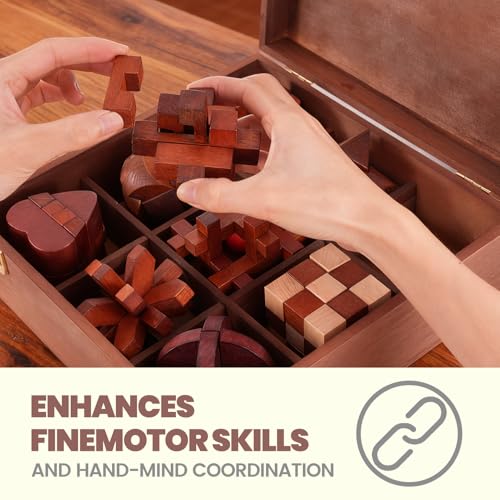 Wooden Brain Teaser Puzzles for Adults - Brain Teaser Puzzles with Wooden Box 3D Puzzle Game Toys for Adults Teens - Unlock Interlocking Puzzle Adult IQ Education Smart Toys - style: Style G