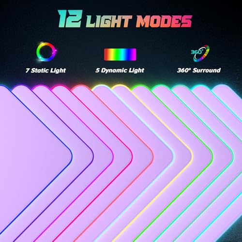 ITNRSIIET RGB Gaming Mouse Pad, Full Desk XL Extended Large Gaming Mousepad, 12 Lighting Modes 30% Thicker Big LED Desk Mat for Gamers, 32 x 12 inches, Purple - color: Purple