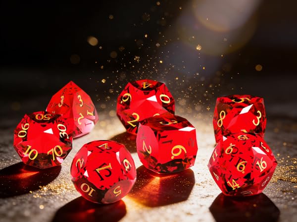 Crystal Amethyst Polyhedral Dice Set for DND (7-Piece) - Hand-Polished Gemstone Gaming Dice for Dungeons and Dragons & Tabletop RPGs, with Gift Case - color: Sj-004