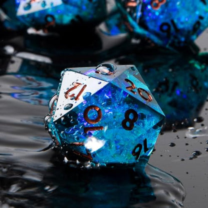 Sharp Edge DND Dice Set Handmade 7 Accessories Dice for Dungeons and Dragons TTRPG Games, Multi-Sided RPG Polyhedral Resin Sharp Edge Dice Roleplaying Games - color: Blue Dark