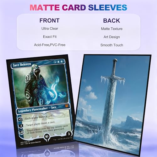 UAONO MTG Card Sleeves 100ct (Frozen) Fantasy Art Card Sleeves Deck Protector, Clear Front & Matte Textured Back Sleeves for Magic The Gathering TCG - color: Frozen