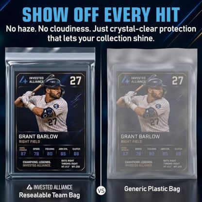 Invested Alliance Resealable Set Team Bags for Trading Cards | Ultra, TCG, Baseball, Sports Card Team Bags Sleeves. Fits Top loaders, Magnetic & Semi Rigid Holders. High Clarity Sleeves.