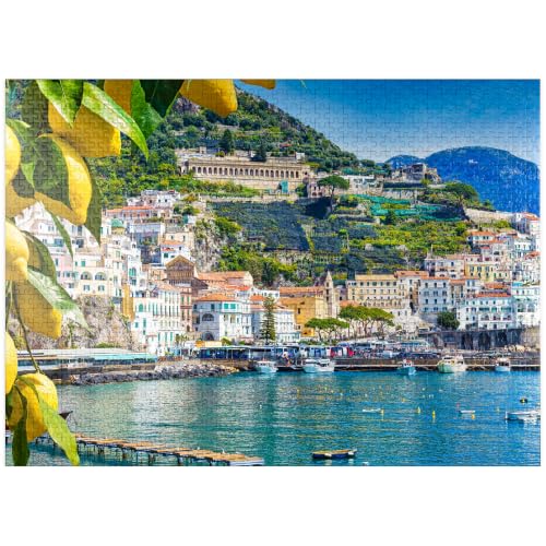 MyPuzzle Panoramic View of Beautiful Amalfi On Hills Leading Down to The Coast, Campania, Italy - Premium 1000 Piece Jigsaw Puzzle for Adults - size: 1000 Pieces
