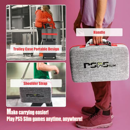 PSCHUNYD Hard Shell Carrying Case Compatible with PS5 Slim, PS5 Slim Travel Case Carry Bag, Organizer Protective Cases for Playstation 5 Slim Console,Dual Controller, Headset and Gaming Accessories - size: For PS5 Slim