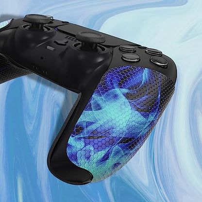 eXtremeRate PlayVital Anti-Skid Sweat-Absorbent Controller Grip for ps5 Controller, Professional Textured Soft Rubber Pads Handle Grips for ps5 Controller - Blue Flame - color: Blue Flame