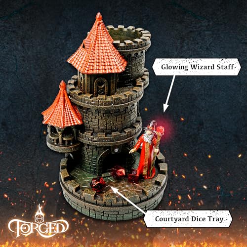 Forged Dice Co. Wizard's Castle Dice Tower - Hand Painted - Fits Dungeons and Dragons Dice - Red - color: Red Wizard