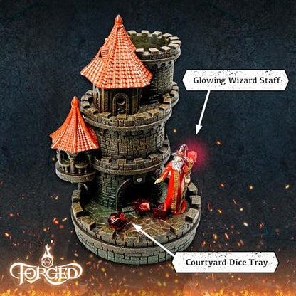 Forged Dice Co. Wizard's Castle Dice Tower - Hand Painted - Fits Dungeons and Dragons Dice - Red - color: Red Wizard