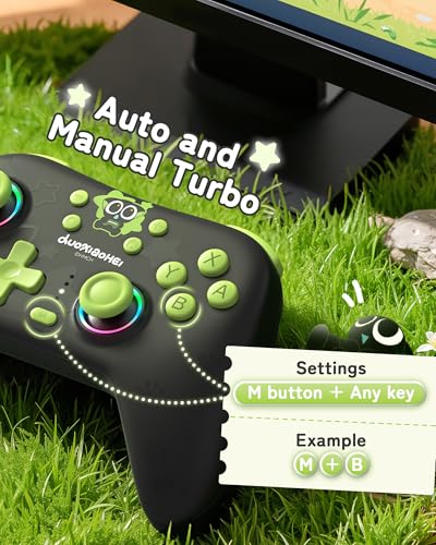 GeekShare Hall Effect Switch Controller for Switch 2/1/OLED/Lite, PC Steam, Mobile | Wireless Bluetooth & Wired, 1000mAh Battery, 6-Axis Gyro, Dual Vibration, RGB Light - The HEI Series - size: Controller only