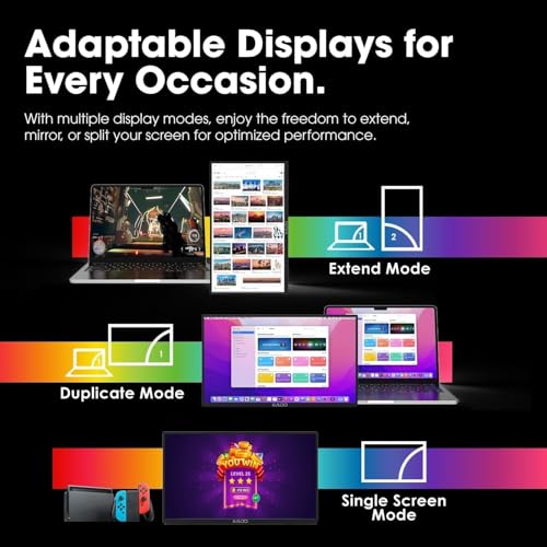 Kado 15.6" 1080p 75Hz Portable Monitor for Laptop, 100% sRGB Second Display | FHD 45W Reverse Charge HDMI USB-C IPS Laptop Screen Extender, 180° Kickstand for PC, Mac, Dex, Tablet, Xbox, PS4/PS5, Switch - style: FHD 100% sRGB