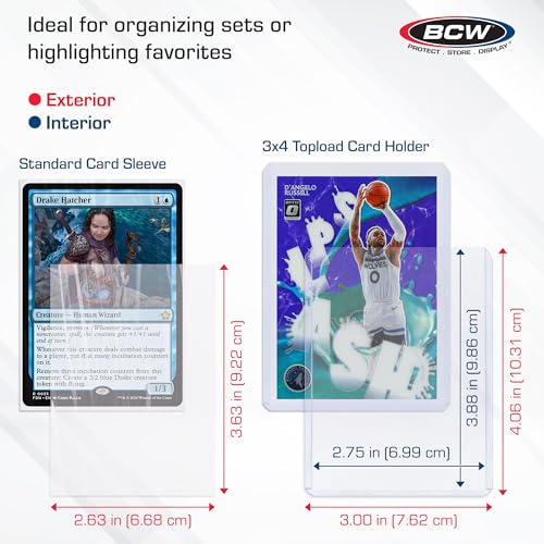 BCW Card Sleeves and Toploaders for Card Combo | Premium Top loaders for Cards and Acid-Free Penny Sleeves | Great for Football, Magic The Gathering, Pokemon, and Baseball Card Protectors 100 Count