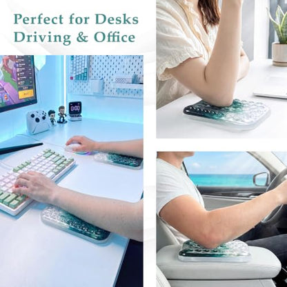 Ospelelf Elbow Wrist Rest Pad for Desk, Gel Arm Rest Pad Support for Laptop | Ergonomic Support for Typing & Mouse, Cool-touch, Lightweight, 6.29" × 4.33" × 0.98", Home Office Computer Use - style: Forest