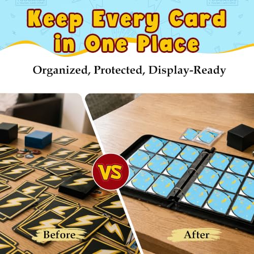 Card Binder for Pokemon Cards, 9 Pocket Trading Card Binder Holds 900 Cards with 50 Removable Sleeves, 3 Ring Zipper Card Holder Album Book Case for TCG, MTG, Sports Cards Collection, Boys Girls - color: Blue