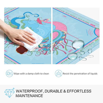 KUNTE Mahjong Mat, Light Blue, 32"x32" | Non-Slip, Quiet, Waterproof, Foldable, For American Mahjong - color: Light Blue