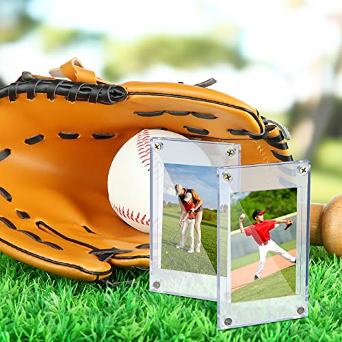 50 Pieces Acrylic Card Holder Screw Trading Card Protector 35 PT Clear Protectors for Baseball Football Sports Game Cards Storage and Display
