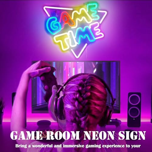 LED Neon Sign Light for Gamer Room Wall Decor - USB Powered with Switch - Acrylic Game Time Neon Sign - Gaming Accessories for Video Game Room Teen Boy Bedroom Gifts - style: Game Time