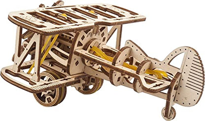 UGEARS Mini Biplane 3D Wooden Puzzles for Adults - Wooden Model Kits for Adults, DIY Craft Kit, Mechanical 3D Puzzle, for Aviation Enthusiasts and Puzzle Lovers - color: Mini Biplane
